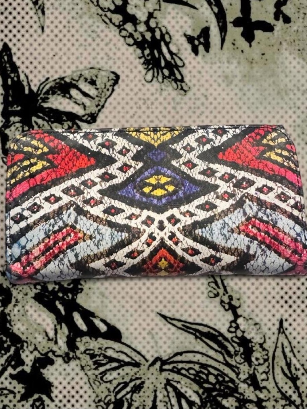 Vintage Roxy Blue Patterned Fold-Over Wallet - Picture 2 of 5